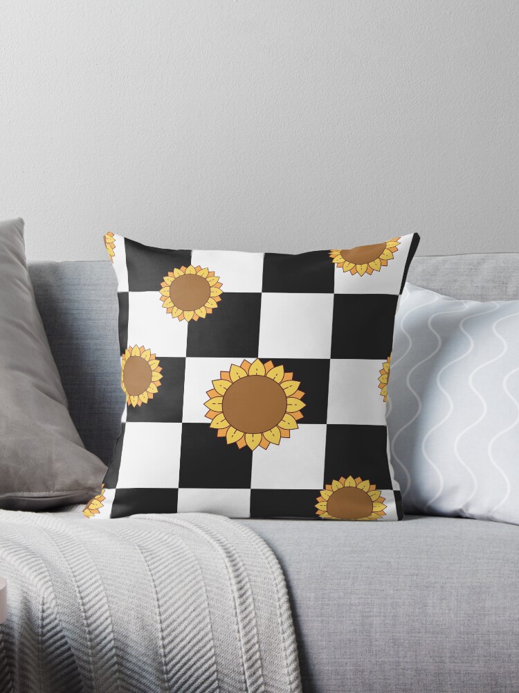 black and white checkered throw pillows