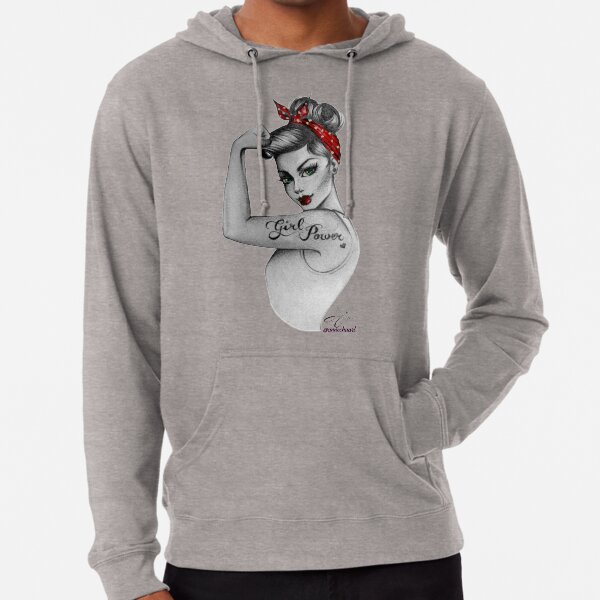 Girl Power by Anne Cha Modern Rosie the Riveter Lightweight Hoodie