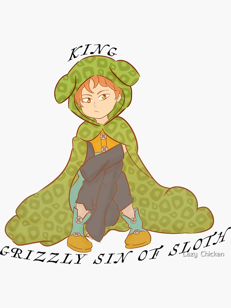"King the Grizzly sin of Sloth" Sticker for Sale by SoldMySoulToo