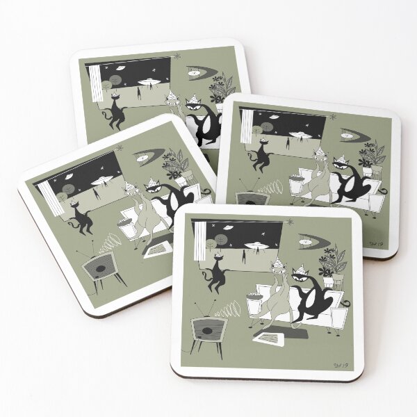 Item preview, The Signs Mid Century Modern Atomic Cats designed and sold by AtomicOffice.