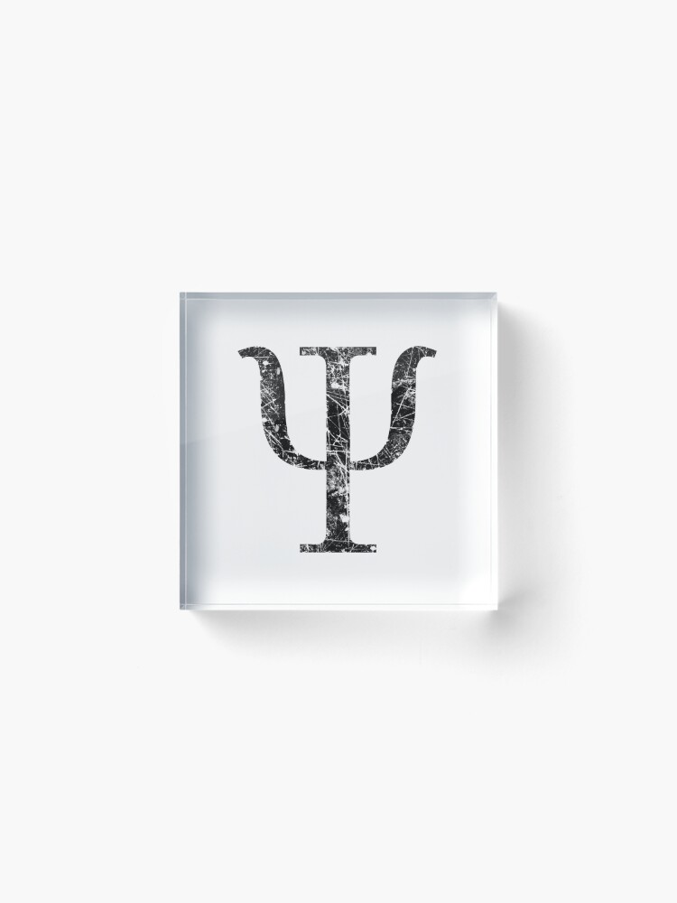 Thumbnail 2 of 5, Acrylic Block, Psi Greek Letter Symbol Grunge Style designed and sold by Garaga.
