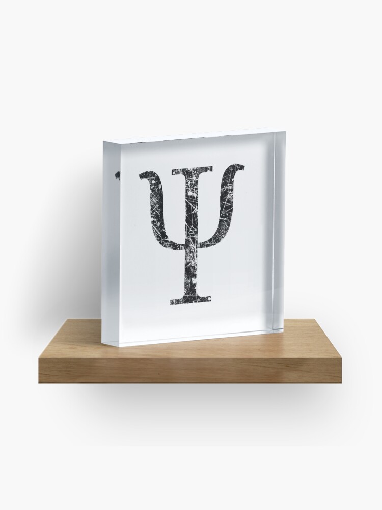 Thumbnail 1 of 5, Acrylic Block, Psi Greek Letter Symbol Grunge Style designed and sold by Garaga.