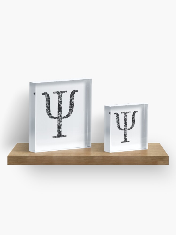 Thumbnail 4 of 5, Acrylic Block, Psi Greek Letter Symbol Grunge Style designed and sold by Garaga.