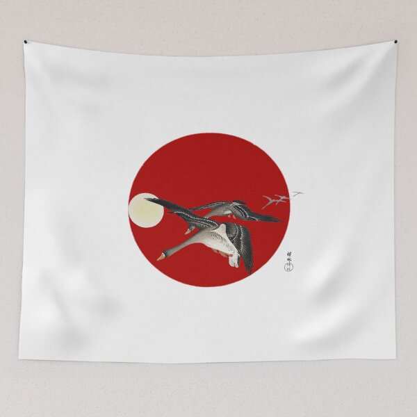 Item preview, Japanese Flag - Wild Geese Flying at Full Moon designed and sold by weavernap.