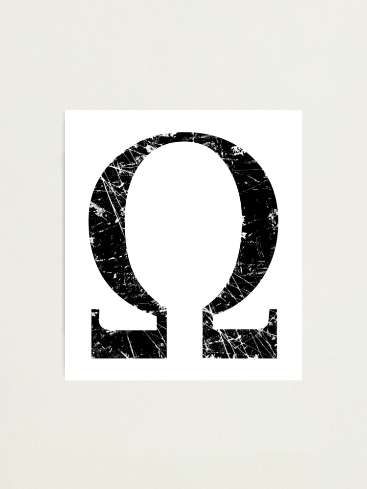 Omega Greek Letter Symbol Grunge Style