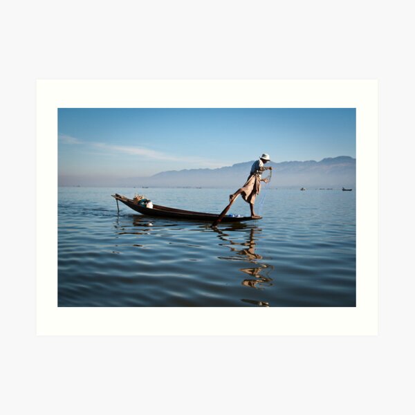 Fishing on Inle Lake Art Print