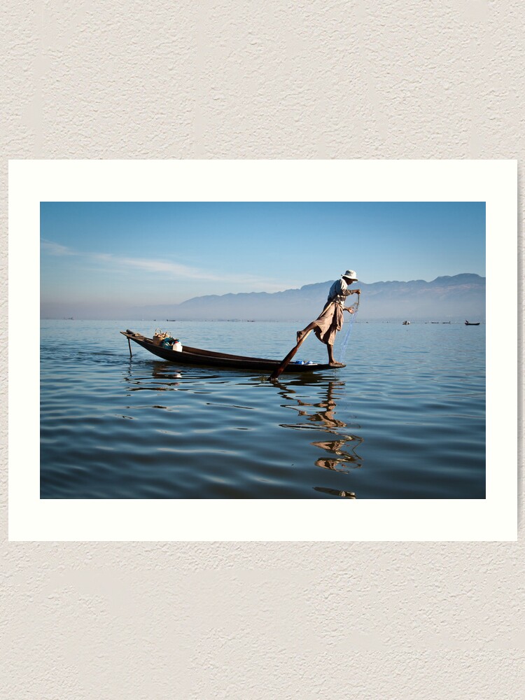 Alternate view of Fishing on Inle Lake Art Print
