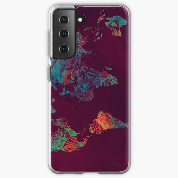 world map blue red #map #worldmap Samsung Galaxy Soft Case
