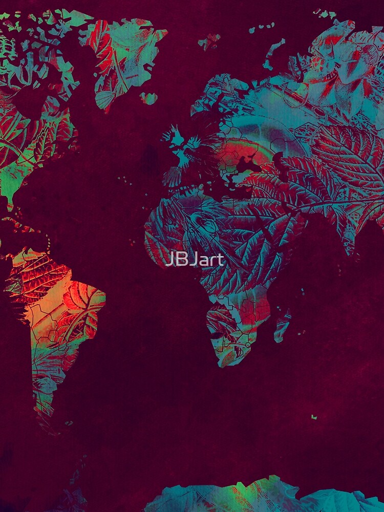 world map blue red #map #worldmap by JBJart