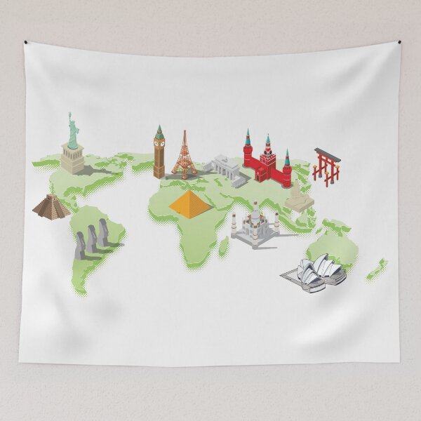 Item preview, 3D World Famous Landmarks Map Touristic attractions designed and sold by mashmosh.