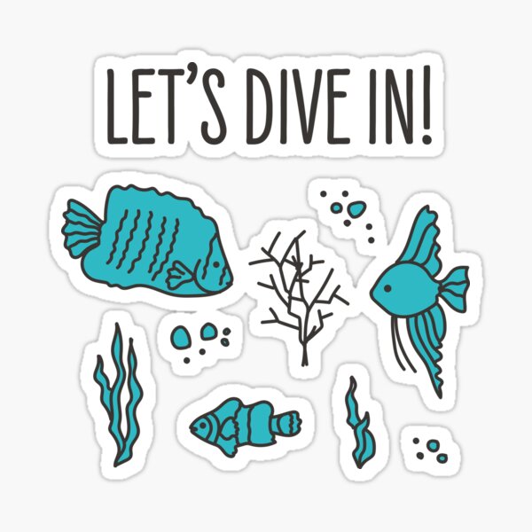 deep dive to conquer the ocean - funny brown doodle print Sticker