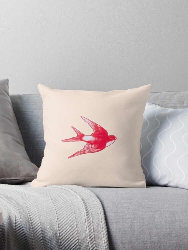 Red Bird Tattoo Design Throw Pillow By Aestheticqueen Redbubble