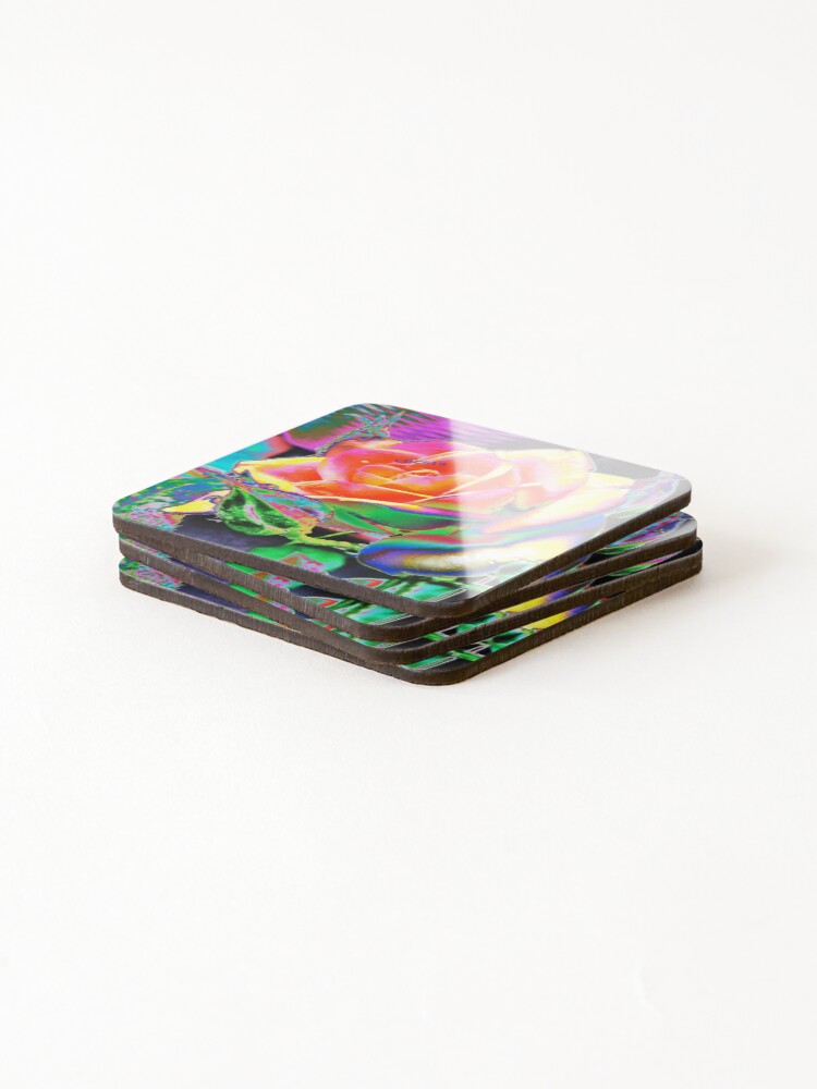 Thumbnail 4 of 5, Coasters (Set of 4), RAINBOW ROSE designed and sold by CDCS.