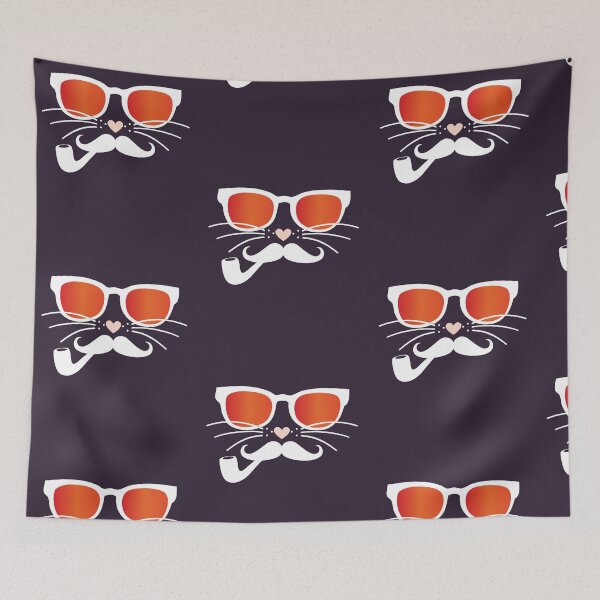 Item preview, Funny Hipster Kitty Cat Moustache Orange Sunglasses Pipe graphic designed and sold by doodabobs.