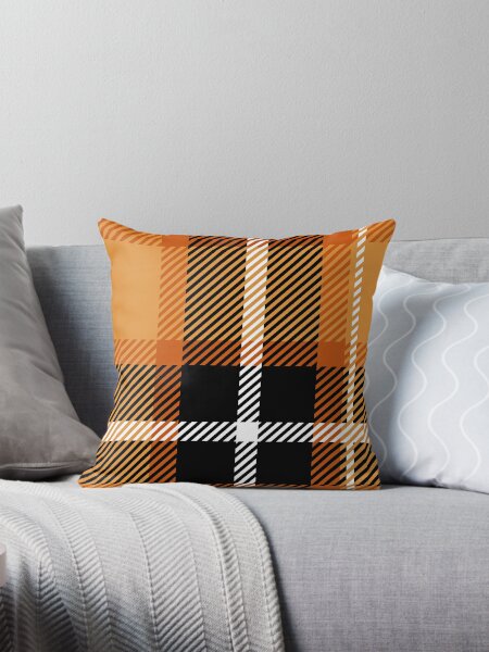 Orange plaid pillow orders cover