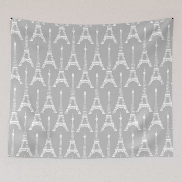 Item preview, Eiffel Tower White On Silver Gray designed and sold by rewstudio.