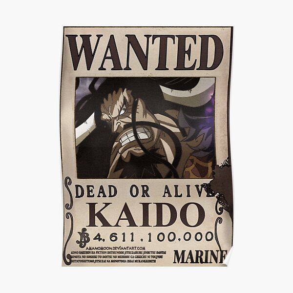 Kaido Wanted Bounty Poster By Amanomoon Redbubble