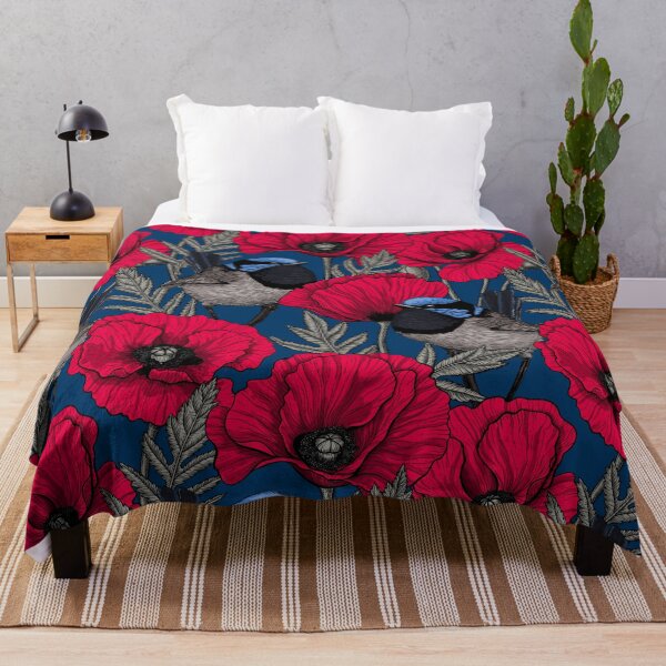 Item preview, Fairy wren and poppies designed and sold by Katerina Mitkova Kirilova.