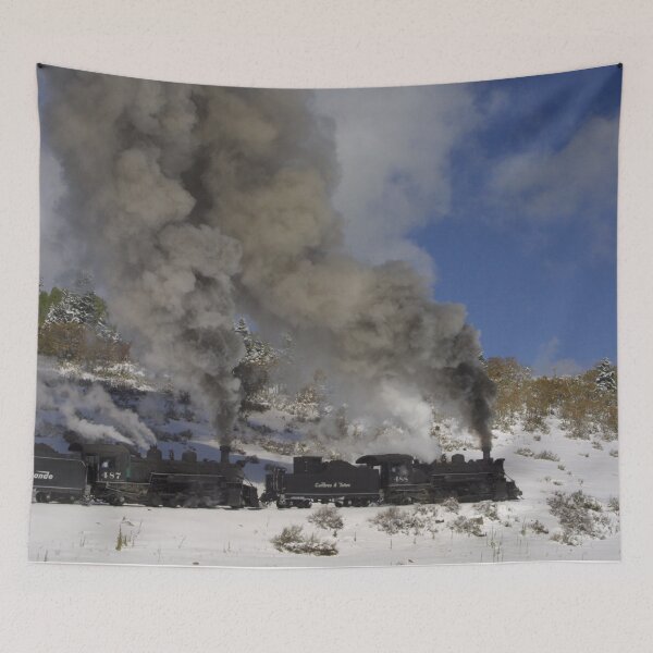 Item preview, Double header (locomotives 487 & 488) in snow designed and sold by Spattergull.