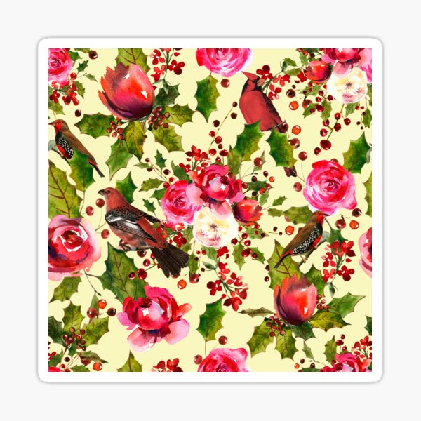 Item preview, Green Red Watercolor Christmas Pattern designed and sold by artsandsoul.