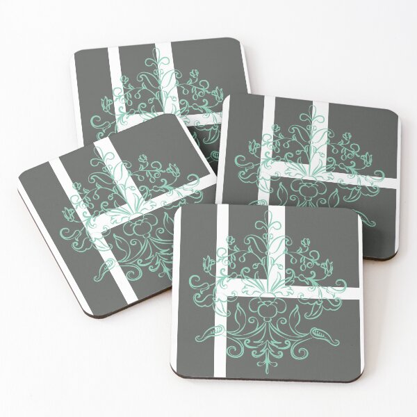 Item preview, Cuadrados grises modernos menta verde florecer elemento damasco designed and sold by Lilith-Designs.