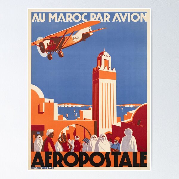 Aperçu de l'œuvre Affiche de voyage d'aviation du Maroc 1928 créée et vendue par retrographics.