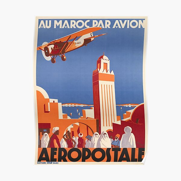 1928 Morocco Aviation Travel Poster Poster