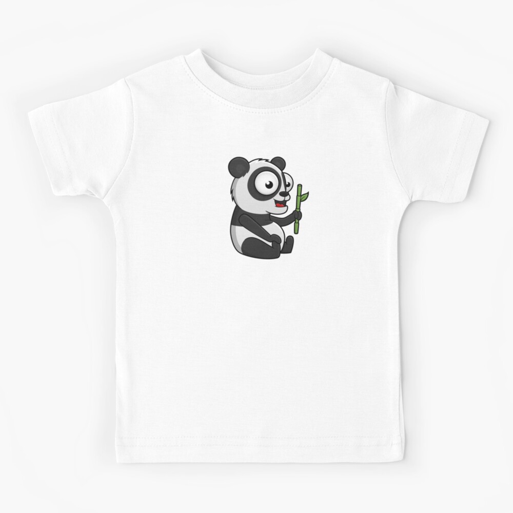 Cute Panda Cartoon Character Eating Bamboo