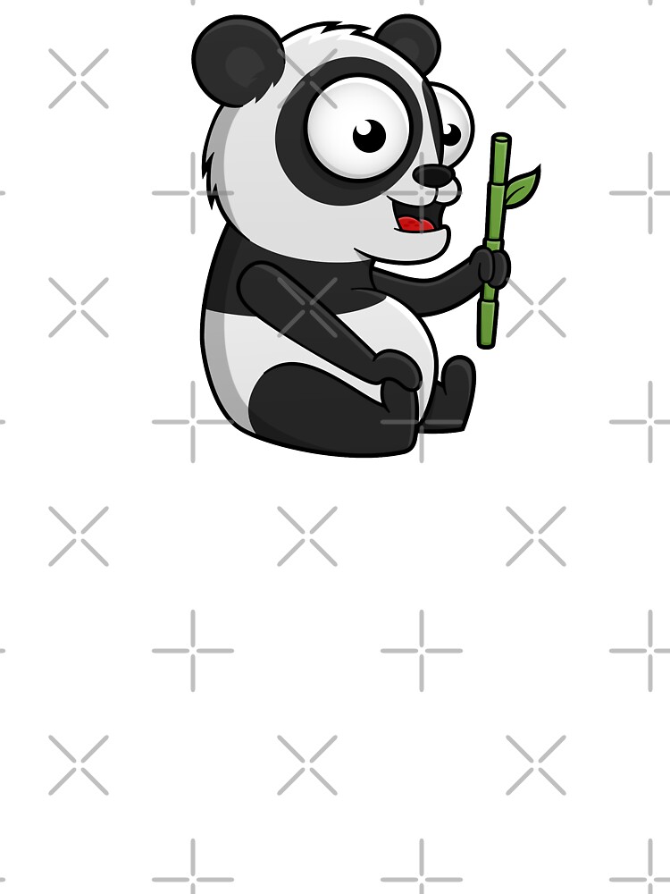 Cute Panda Cartoon Character Eating Bamboo