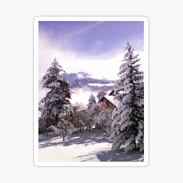 Snowy Mountain Stickers Redbubble - roblox ski resort lets go winter wonderland snowboarding