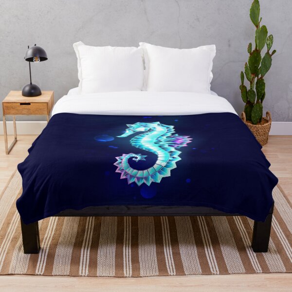 Ice Seahorse Throw Blanket