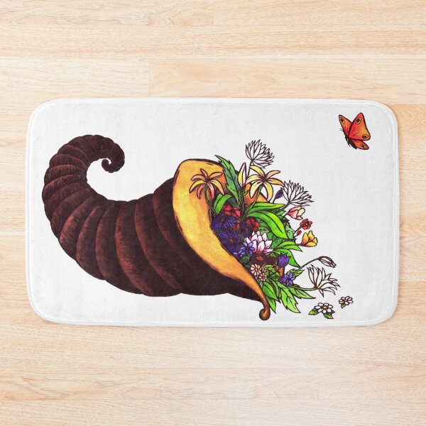 Item preview, watercolor, watercolour filling horn filled with flowers butterfly designed and sold by Jonah Augustin Gray.