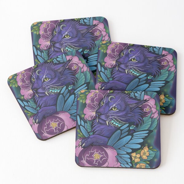 Item preview, Night elf druid magical cat with flowers and butterflies  designed and sold by katmewkitty.