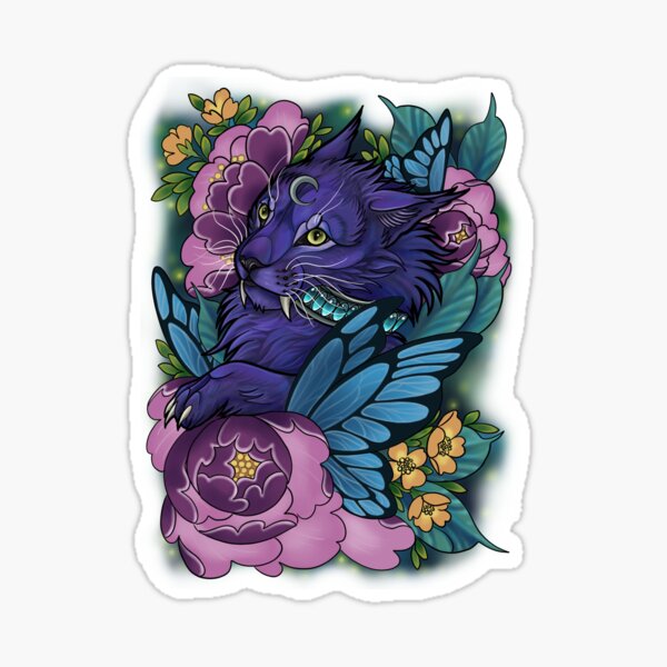 Item preview, Night elf druid magical cat with flowers and butterflies  designed and sold by katmewkitty.