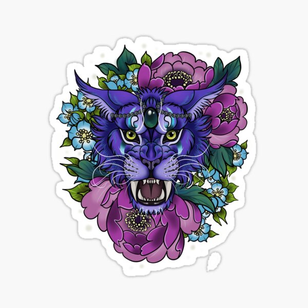 Item preview, Night elf druid cat portrait with flowers  designed and sold by katmewkitty.