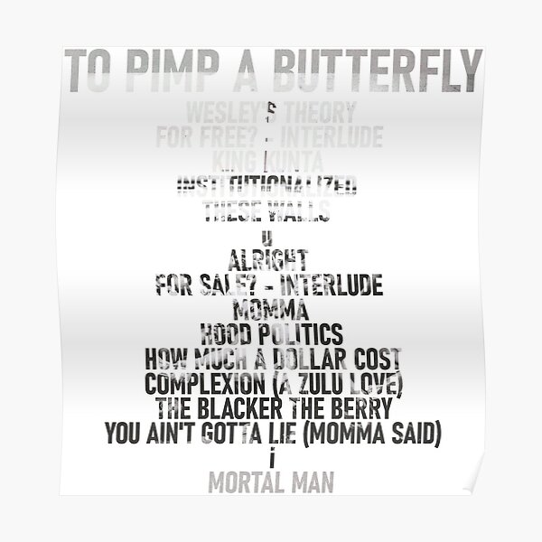 To Pimp A Butterfly (Kendrick) - Tracklist Poster