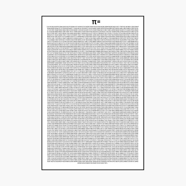 Item preview, Pi to 10,000 decimal places designed and sold by Reboot Designs.