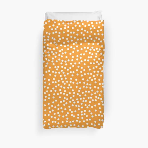 Bright Orange and White Polka Dots Duvet Cover
