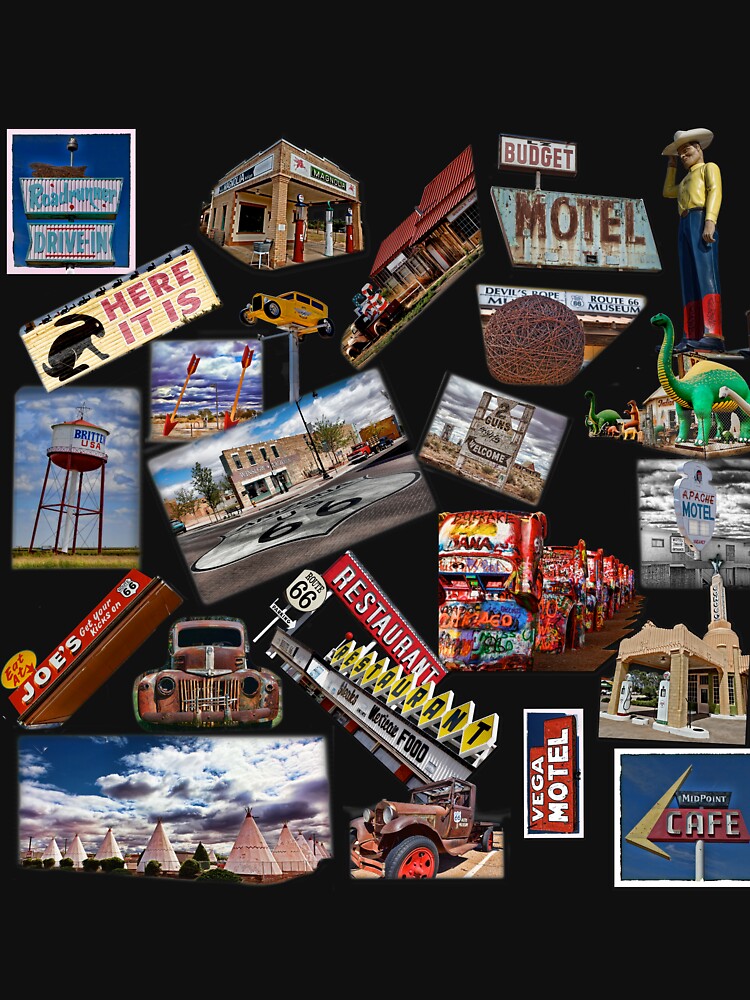 Artwork view, Route 66 Highlights Montage designed and sold by Warren Paul Harris
