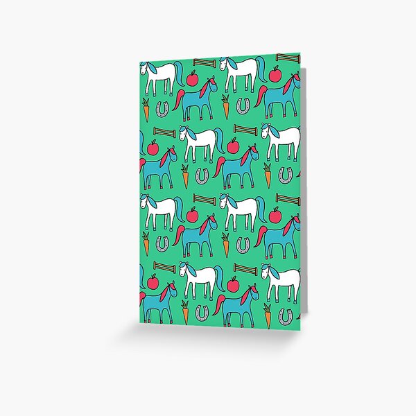 Horses- Aqua Palette Greeting Card