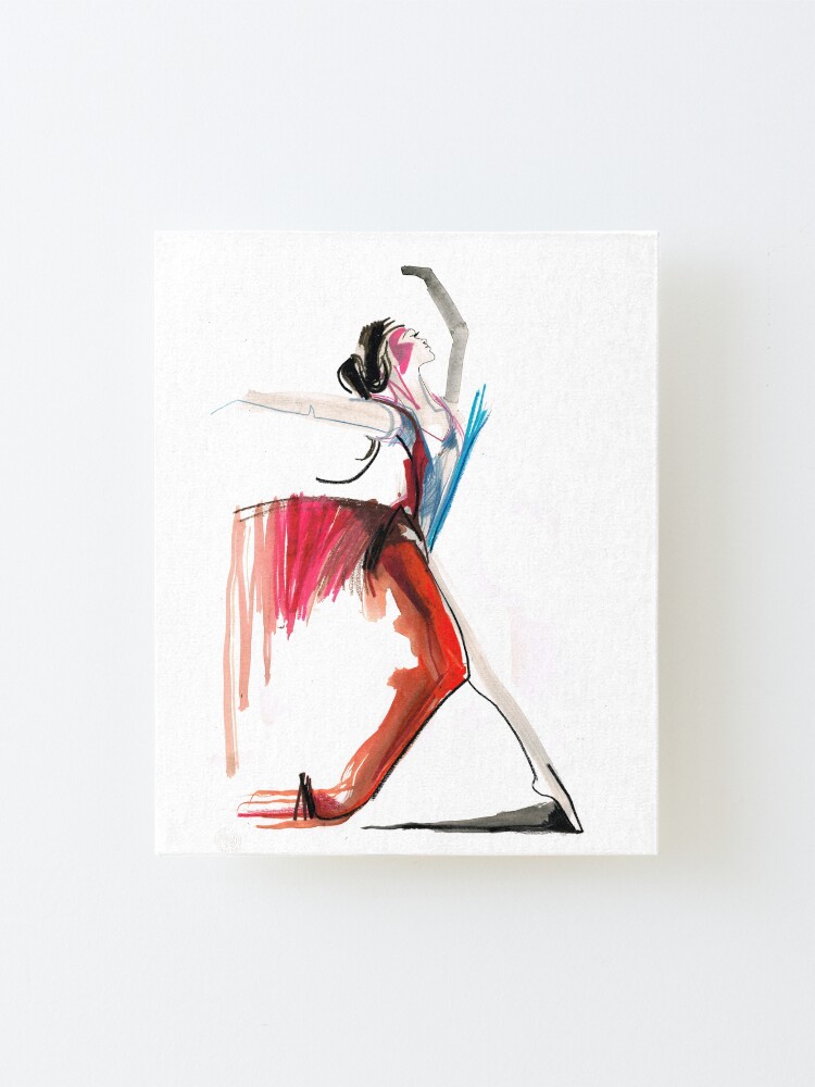 Alternate view of Expressive Ballerina Dance Drawing Mounted Print