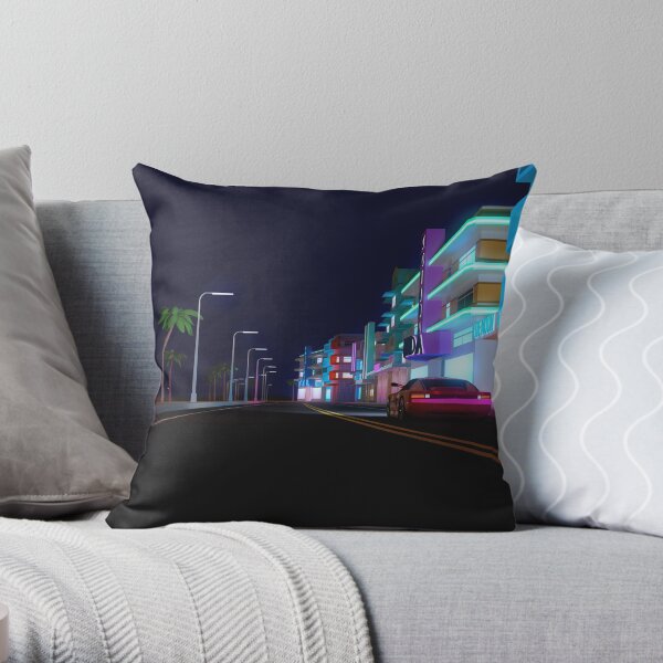 Neon Drive Throw Pillow
