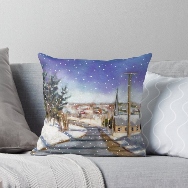 Item preview, Village Church on Snowy Winter Day, Pastel Art designed and sold by JoyfulWhimsy.
