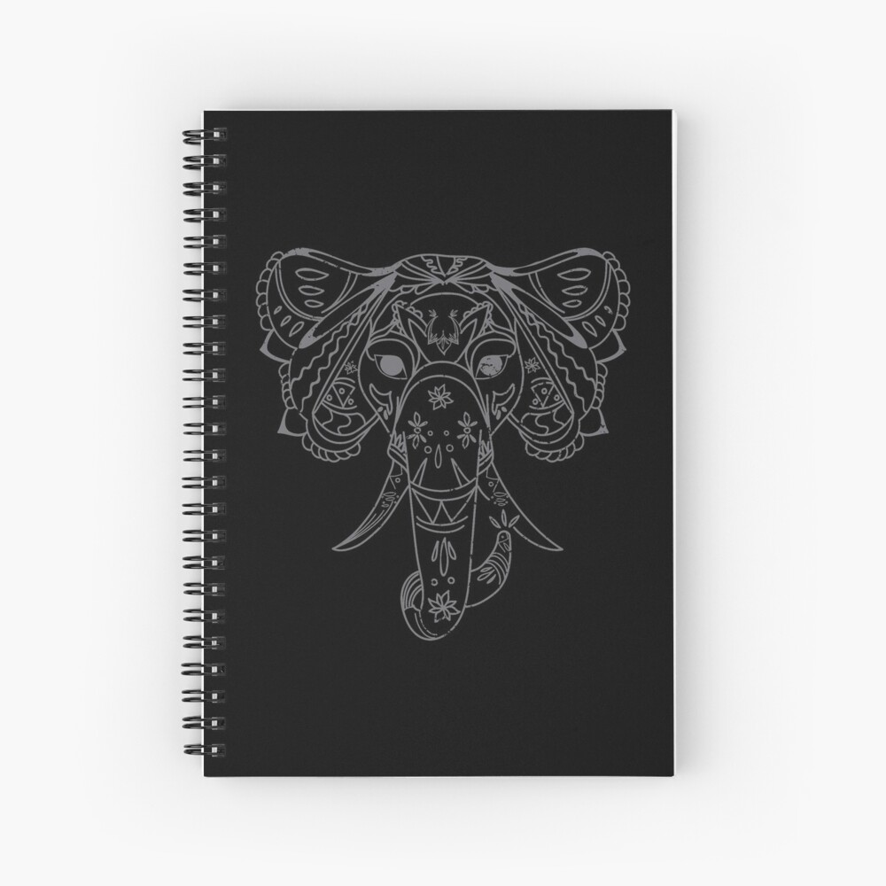 Tribal Elephant Head Tattoo Drawing Spiral Notebook By Mikkashirts Redbubble