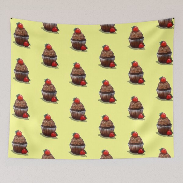 Item preview, Chocolate Cupcake, Strawberries, Bright, Colorful Painting designed and sold by JoyfulWhimsy.