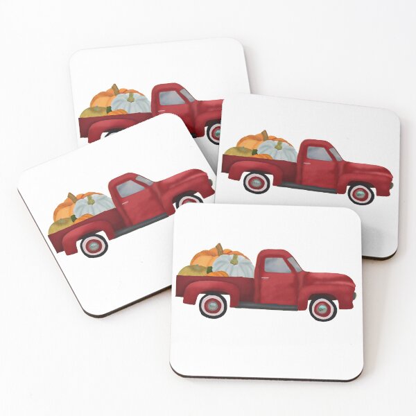 Aperçu de l'œuvre Camionnette rouge et citrouilles créée et vendue par CharlieCreates.