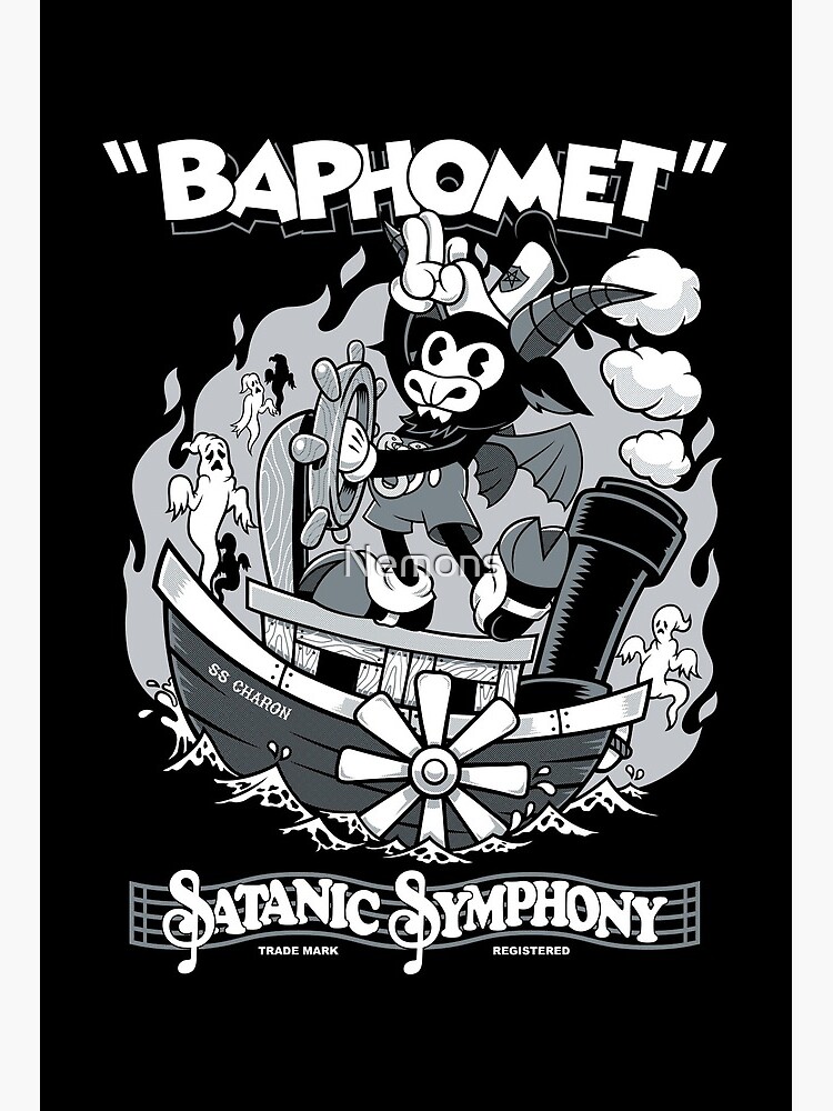 Vintage Cartoon Baphomet Steamboat Baphy Occult Satanic Symphony Art Board Print By Nemons Redbubble