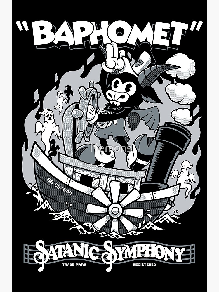 "Vintage Cartoon Baphomet - Steamboat Baphy - Occult - Satanic Symphony