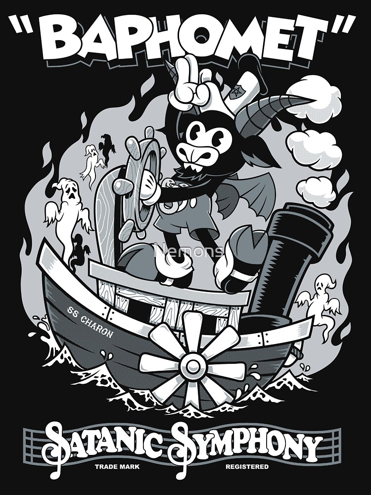Thumbnail 7 of 7, Classic T-Shirt, Vintage Cartoon Baphomet - Steamboat Baphy - Occult - Satanic Symphony designed and sold by Nemons.