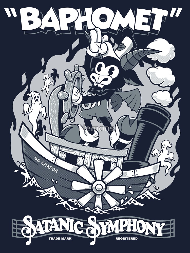 Vintage Cartoon Baphomet Steamboat Baphy Occult Satanic Symphony Kids T Shirt By Nemons Redbubble